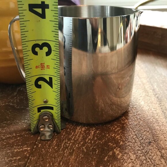 New Crate & Barrel Stainless Steel Milk Frothing Pitcher Silver Coffee Bar - Picture 9 of 9